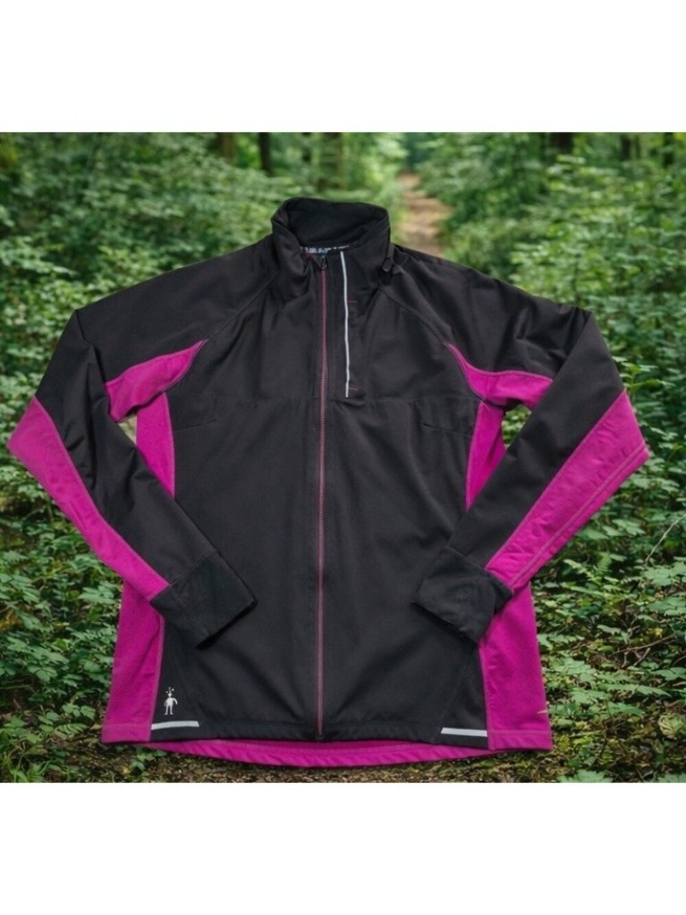 Smartwool Women’s Medium Black & Fushia Full Zip Jacket Lightweight Gorpcore